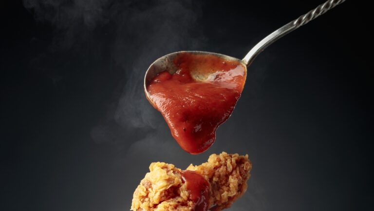 Delicious,Crispy,Fried,Chicken,With,Tomato,Sauce.,Fried,Chicken,With